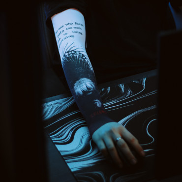 Геймерський рукав KanekiKen, Без долоні Tokyo Ghoul. Dead Inside Токийский гуль Канекі Кен Selerity Чорно-Білий s15di