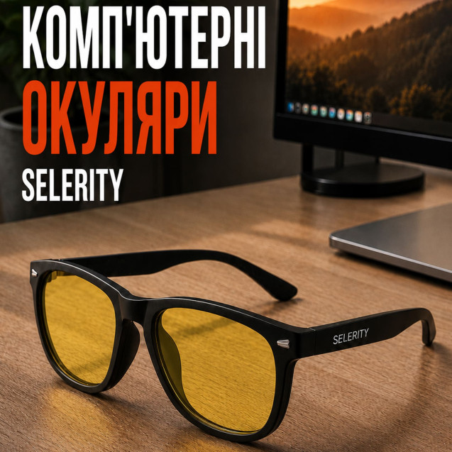 Окуляри для комп'ютера від синього світла Selerity очки для роботи за комп'ютером пк з фільтром блокування блакитного світла захисні для компа монітора ноутбуку Blue Light Жовті лінзи gl01yl