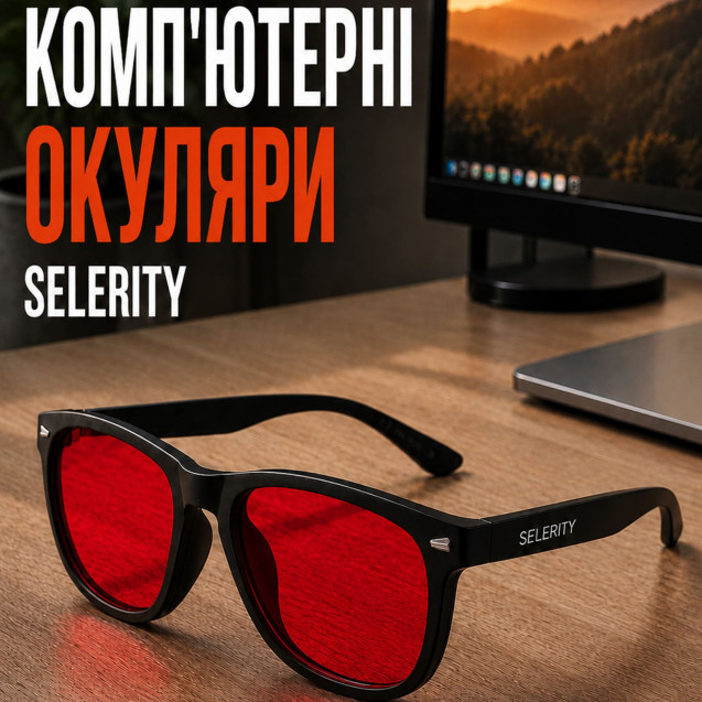 Окуляри для комп'ютера від синього світла Selerity очки для роботи за комп'ютером пк з фільтром блокування блакитного світла захисні для компа монітора ноутбуку Blue Light Червоні лінзи gl01r