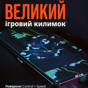 Ігровий килимок для миші 900x400x4мм Hikari Blue | Водостійка геймерська поверхня Selerity mp01hk