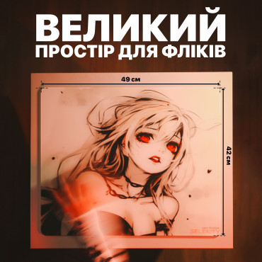 Скляний ігровий килимок для миші 490×420 мм Vampire Kiss glass pad із загартованого скла 3 мм, гласпад з суцільною силіконовою основою 1 мм gp01vk