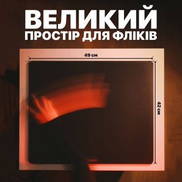 Скляний ігровий килимок для миші 490×420 мм Black glass pad із загартованого скла 3 мм, гласпад з суцільною силіконовою основою 1 мм, сумісний з Optical та Laser мишами gp01bl
