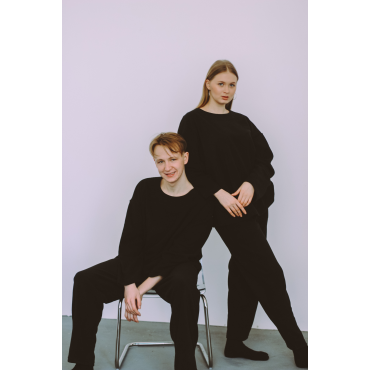 Флісова тепла піжама чорна oversize домашній костюм унісекс Selerity p01BL