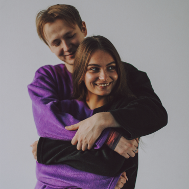 Флісова тепла піжама фіолетово-чорна oversize домашній костюм унісекс + ПАТЧ на вибір Selerity pn01vb
